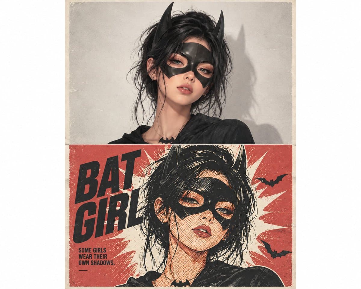 Original Scene and Retro Halftone Reinterpretation