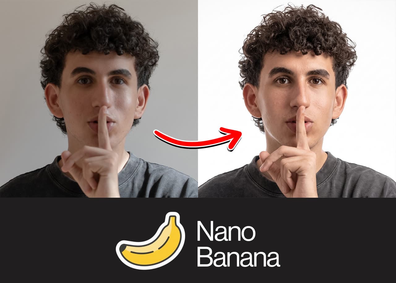 Nano Banana 保脸修光并替换纯白摄影棚背景