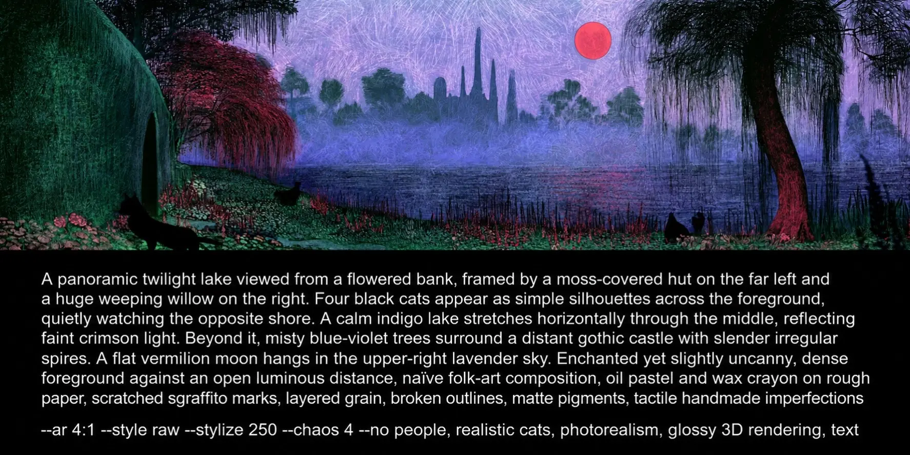 Midjourney 幻想风景组图:不存在的地方,提示词印在图里