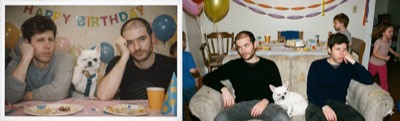 2000s Film-Camera Photo of Sam, Ilya, and a Dog
