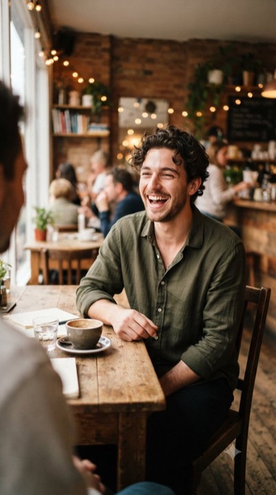 Lively Portrait in a Cafe