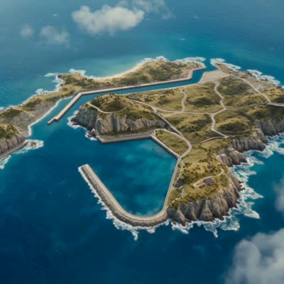 Island Miniature Model Harbor City Montage