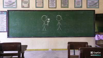 Blackboard Stick-Figure Karate Duel