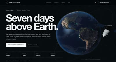 Orbital North Space Travel Landing Page
