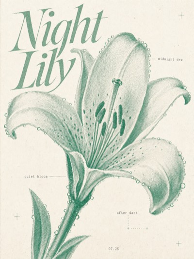 Night Lily｜薄荷点阵百合海报